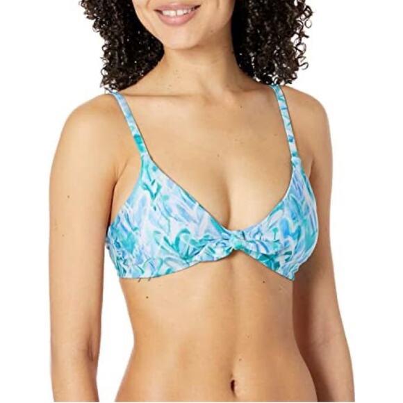 Splendid Graffiti Heart RSC Tie Front Bralete Bikini Top in Blue, Large - Picture 6 of 15